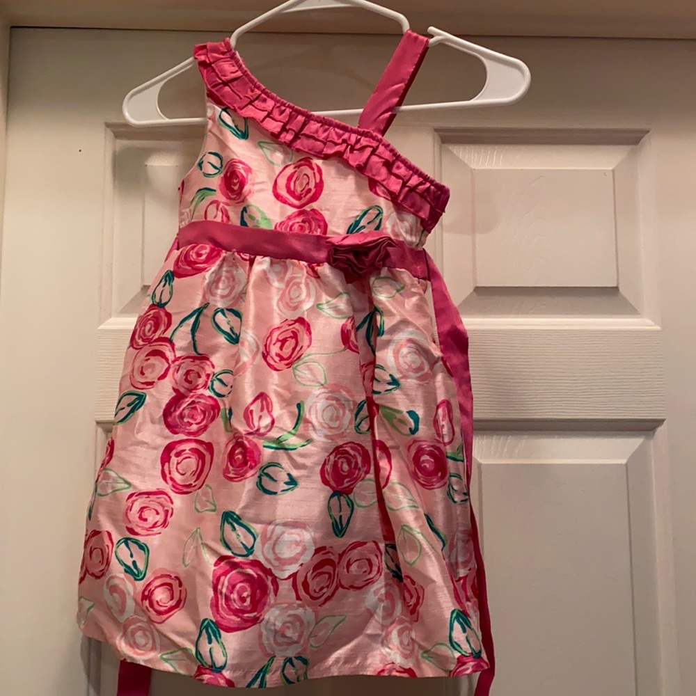 5 girls pink asymmetrical special occasion dress